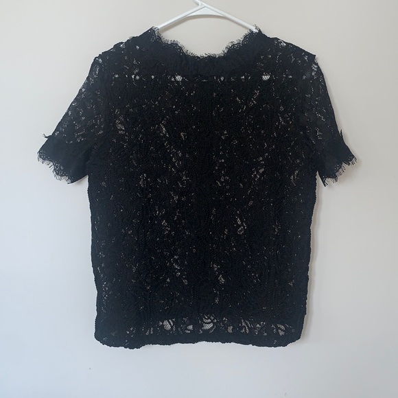 Black Lace Whisper New York Short Sleeve Top - Picture 1 of 4